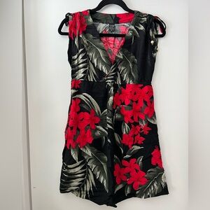 Black Floral Sundress with Red Blooms